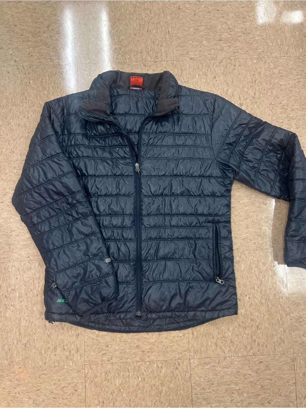 Scott Men's Blue Quilted Puffer Jacket Full Zip Stand-Up Collar large see photos